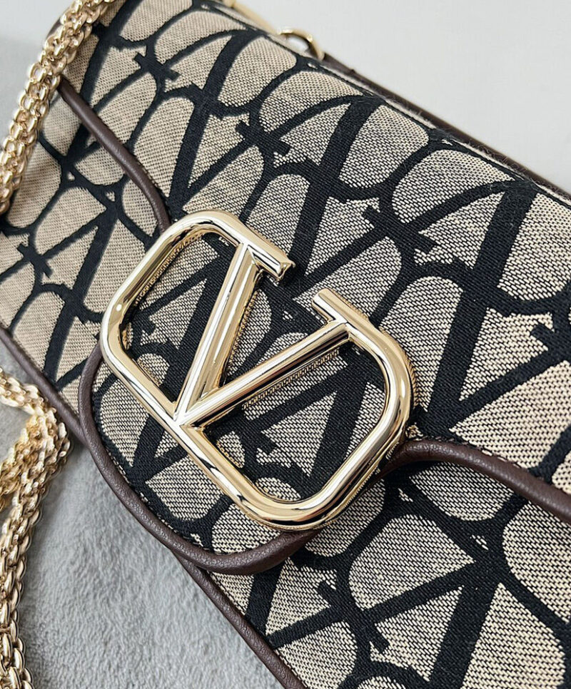 Valentino Loco Toile Iconographe Shoulder Bag Dark Coffee